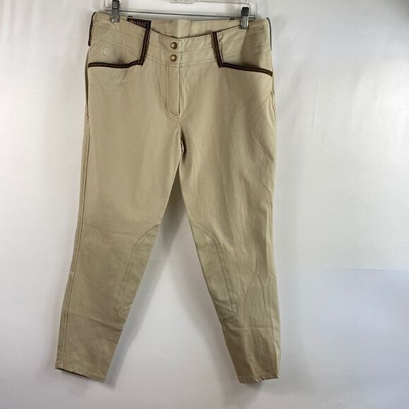 Ariat beige slim leg pants with patchwork detail size 32 - Picture 1 of 10